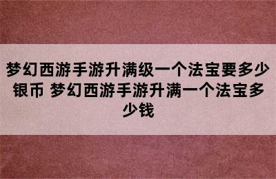 梦幻西游手游升满级一个法宝要多少银币 梦幻西游手游升满一个法宝多少钱